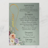 Menu Sage - Fleurs sauvages, monogramme et merci (Devant)