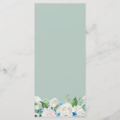 Menu Sage Green Blue White Peonies Floral Mariage (Dos)