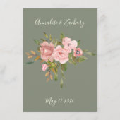 Menu Sage Green & Blush Rose Floral Mariage Dîner (Dos)