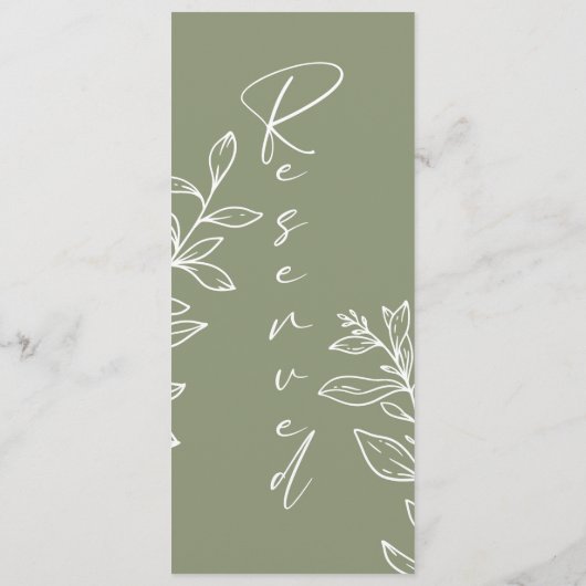Menu Sage Green Boho Fleur Réservé Siège (Dos)