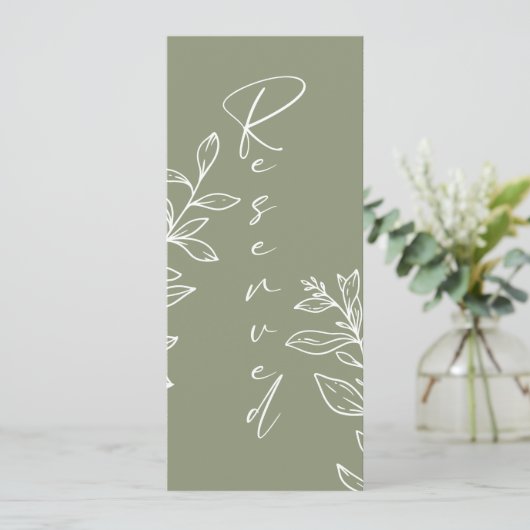 Menu Sage Green Boho Fleur Réservé Siège (Debout devant)