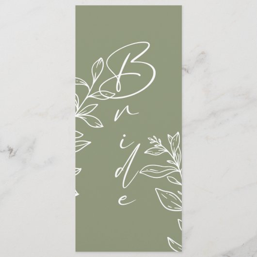 Menu Sage Green Boho Fleur Réservé Siège (Devant)