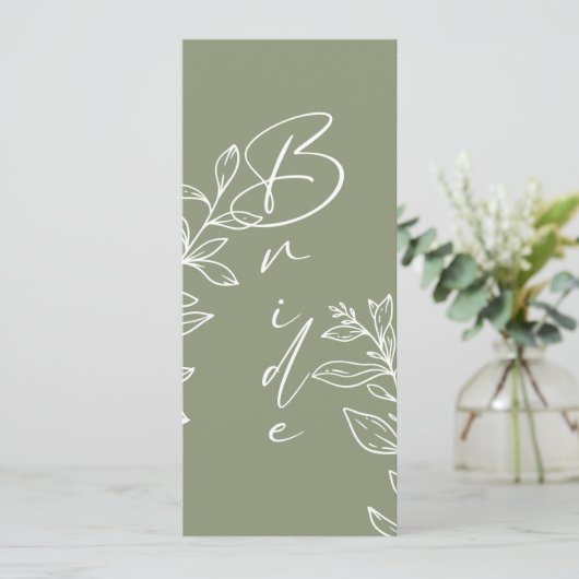 Menu Sage Green Boho Fleur Réservé Siège (Debout devant)