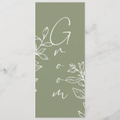 Menu Sage Green Boho Fleur Réservé Siège (Dos)