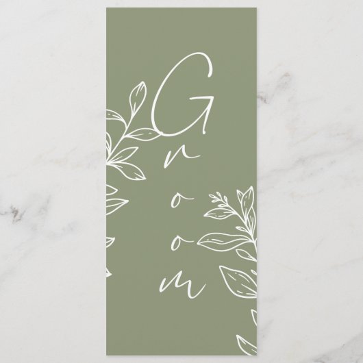 Menu Sage Green Boho Fleur Réservé Siège (Dos)