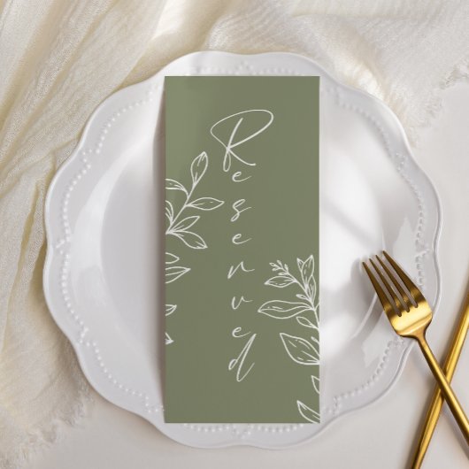 Menu Sage Green Boho Fleur Réservé Siège