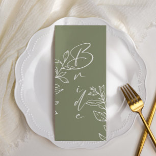 Menu Sage Green Boho Fleur Réservé Siège