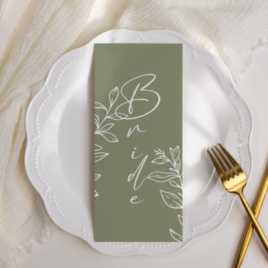 Menu Sage Green Boho Fleur Réservé Siège