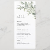 Menu Sage Green Botanical Watercolor Wedding Dinner (Devant)