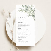 Menu Sage Green Botanical Watercolor Wedding Dinner