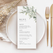 Menu Sage Green Botanical Watercolor Wedding Dinner