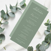 Menu Sage Green Calligraphy Nom du client Dîner Mariage
