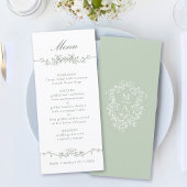 Menu Sage Green Classic Floral Mariage frontière