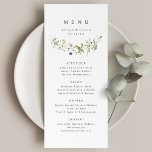 Menu Sage Green Elegant Fleur sauvage Rustic Boho Maria<br><div class="desc">Elégant design délicat fleur sauvage aquarelle, avec personnalisation de vos propres détails. Palettes pastel de jaune tendre, blanc cassé, vert sauge, rose poussiéreux, rose roux, bordeaux, et verdure botanique, simple et romantique. De superbes menus à fleurs mariage pour mariage rustique moderne, mariage de jardin de campagne et mariage boho au...</div>