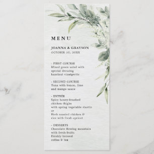 Menu Sage Green Eucalyptus Minimaliste Mariage botaniqu