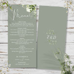 Menu Sage Green Floral Greenerenery Monogramme Dîner Ma<br><div class="desc">Cet élégant menu feuille à la sauge verte fleurie verte verdure peut être personnalisé avec vos informations en typographie chic avec vos initiales monogrammes au verso. Conçu par Thisisnotme©</div>