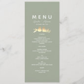 Menu Sage Green Gold Lovebirds Wedding (Devant)