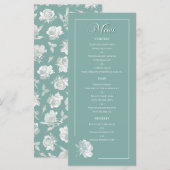 Menu Sage Green Line Art Rose Dinner Dishes Wedding (Devant / Derrière)