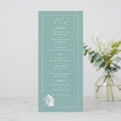 Menu Sage Green Line Art Rose Dinner Dishes Wedding (Debout devant)