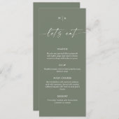 Menu Sage Green Minimalist Handwriting Wedding Dinner (Devant / Derrière)