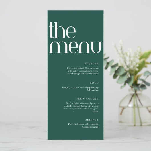 Menu Sage Green Modern Handwriting Wedding Dinner  (Debout devant)