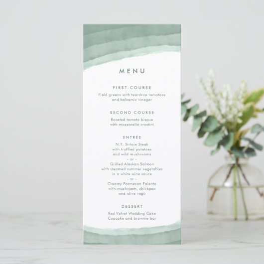 Menu Sage Green Ombre | Mariage Boho minimaliste (Debout devant)