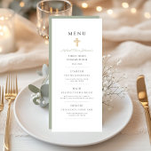 Menu Sage Green Religious Cross Boy First Communion