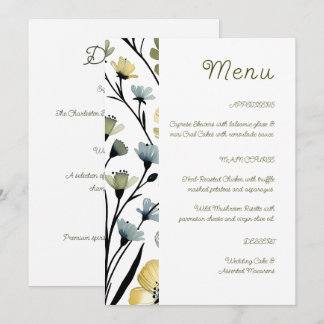 Menu Sage Green & Soft Yellow Botanical Wedding