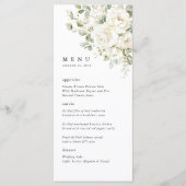 Menu Sage Green White Floral Watercolor Wedding Dinner (Devant)