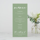 Menu Sage Green White Typographie Mariage Dîner (Debout devant)