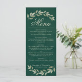 Menu Sage Laurel Feuille Rustic Emerald Green Mariage (Debout devant)