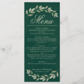 Menu Sage Laurel Feuille Rustic Emerald Green Mariage (Devant)