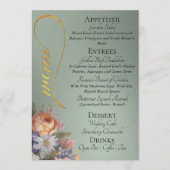 Menu Sage - Monogram, Wildflowers & Thank You  (Devant)