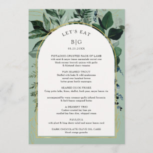 Menu Sage Vert aquarelle Verdure Boho Arché