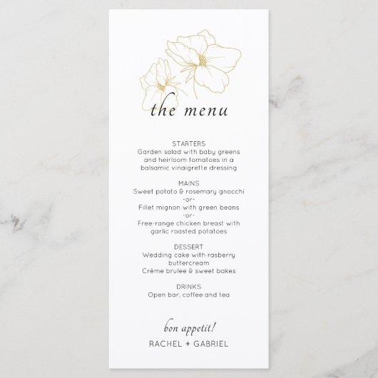 Menu Sage vert et blanc | Mariage floral chic (Devant)