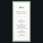 Menu Sage Vert et Or | Mariage de script<br><div class="desc">Cette carte de menu mariage classe propose un arrière - plan blanc et propre,  agrémenté d'une bordure verte et dorée à la sauge. La couleur verte sauge peut être changée en choisissant personnaliser.</div>