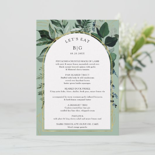 Menu Sage Vert Vert Vert Moderne Dîner de répétition (Debout devant)