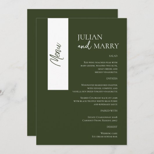 Menu SAGE Whispers Soiree (Devant / Derrière)