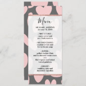 Menu Saint-Valentin Coeurs romantiques gris rose (Devant / Derrière)