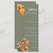 Menu Saliegroen PIZZA Modern Minimaal Huwelijk (Voorkant / Achterkant)