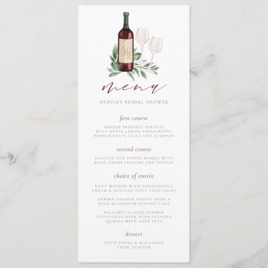 Menu Salutations pour aimer Vin Thème Mariage Événement (Devant)