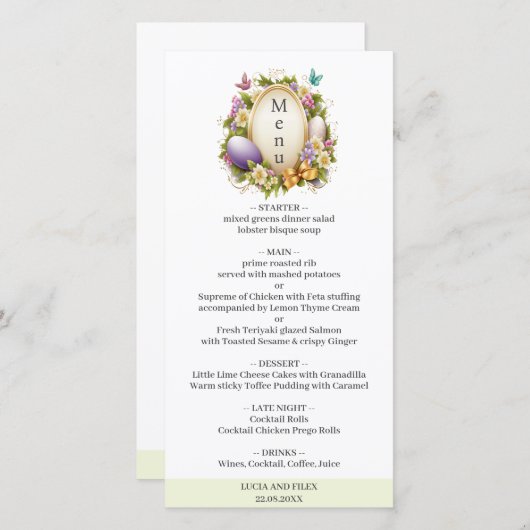 Menu Sample White & Green Easter Forest Wedding (Voorkant / Achterkant)