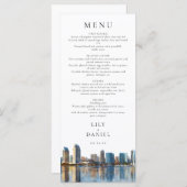 Menu San Diego Skyline Watercolor Destination Wedding (Devant / Derrière)
