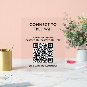 Menu sans contact Code QR Connexion WiFi