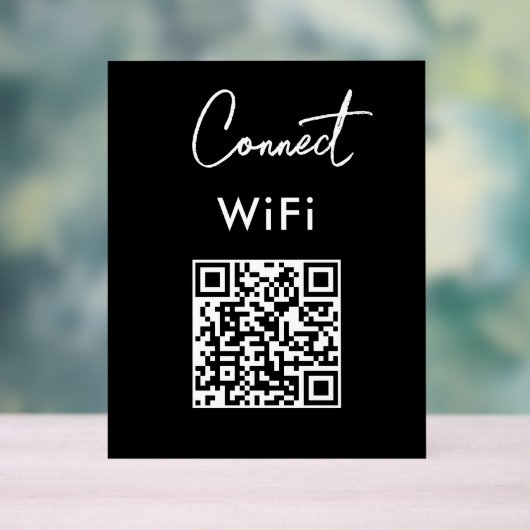 Menu sans contact QR Connexion WiFi Noir (Neutre)