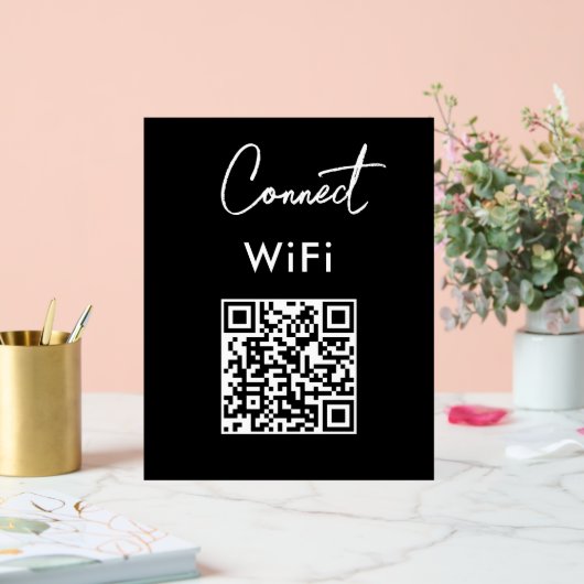 Menu sans contact QR Connexion WiFi Noir (Mariage)