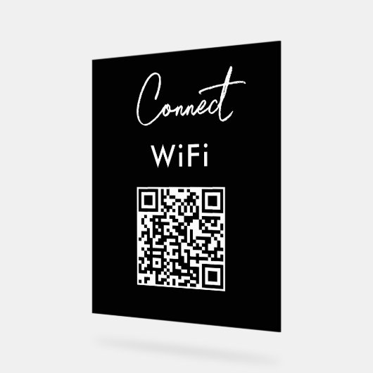 Menu sans contact QR Connexion WiFi Noir (Angle)