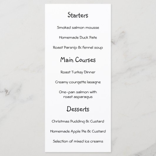 Menu Santa Kerstmis (Achterkant)