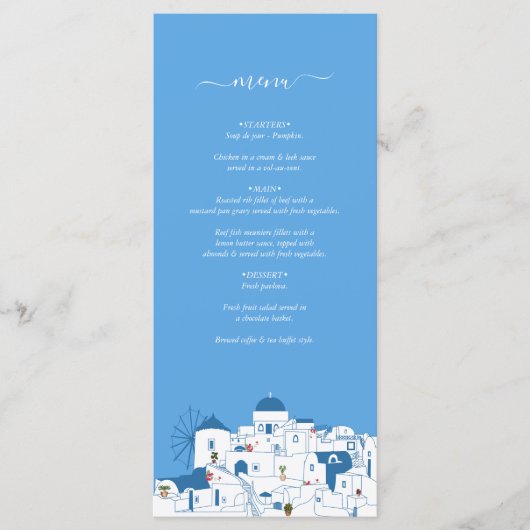 Menu Santorin Destination Mariage de l'île grecque (Devant)