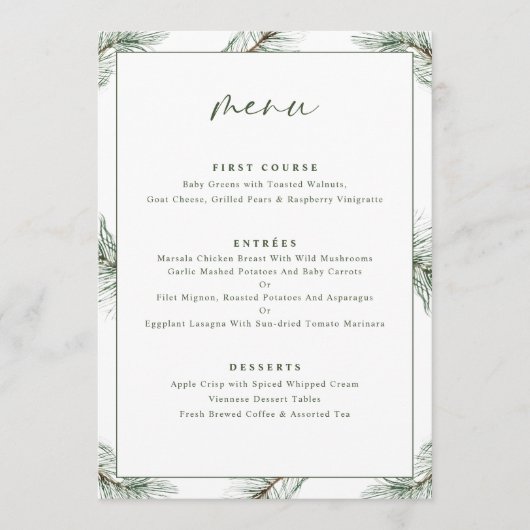 Menu Sapin de Noël de vacances de Noël (Devant)